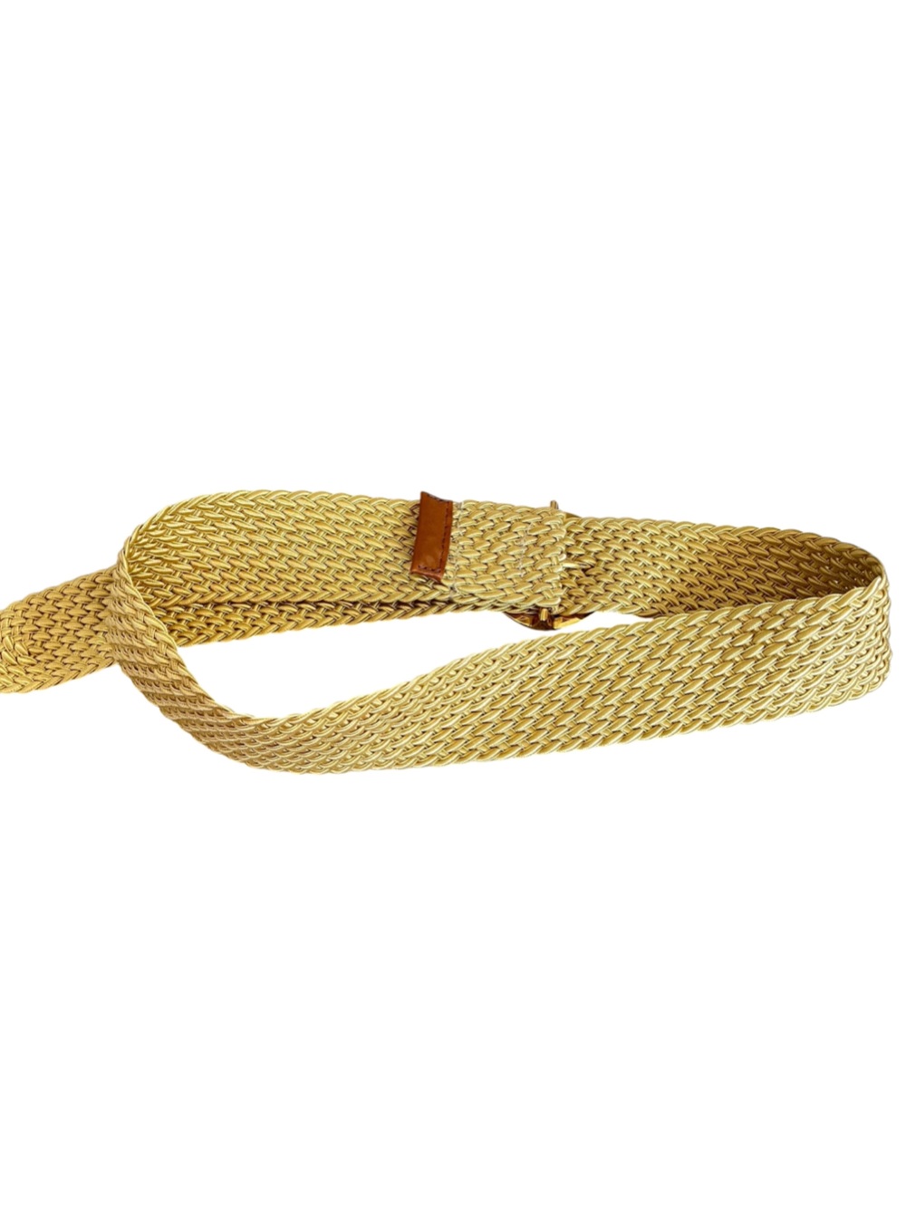 Lauren Ralph Lauren Tan Woven Gold Buckle Belt - Picture 3 of 4